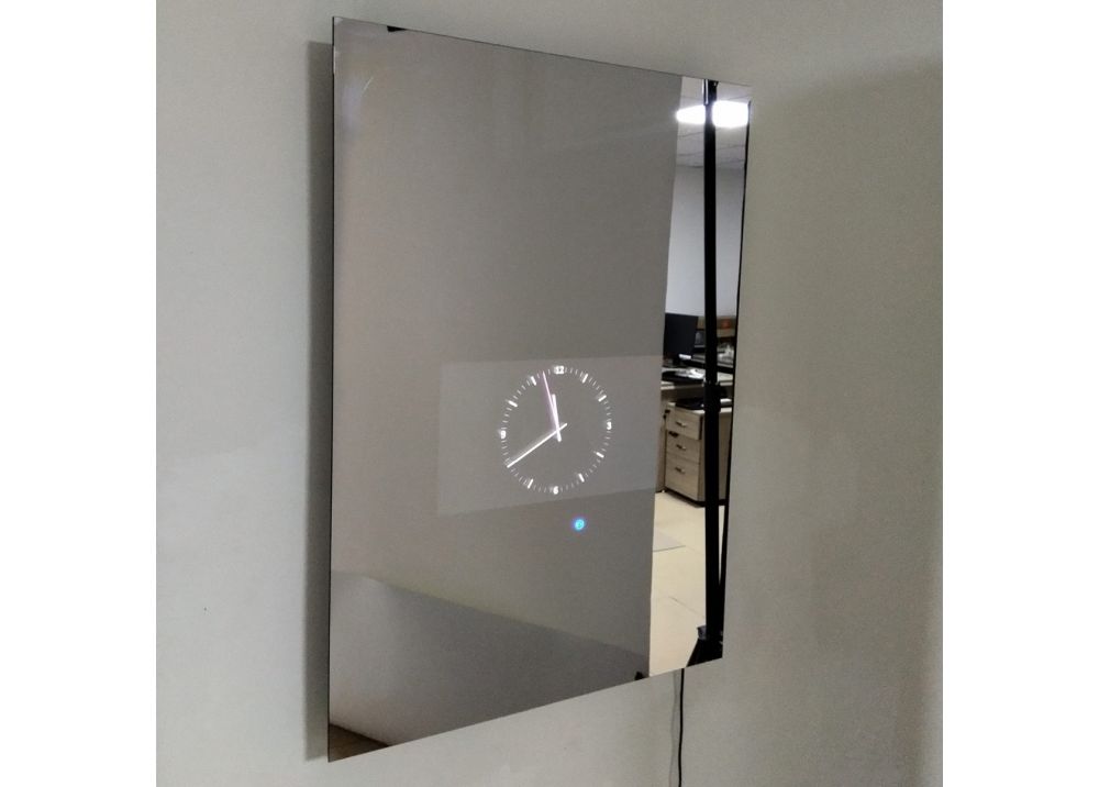 KUVASION Smart Mirror with LED Lighting, Width 30" x Height 50", Built-in 15.6 Inches HD LED Touch Screen, Rear Sice LED Lighting