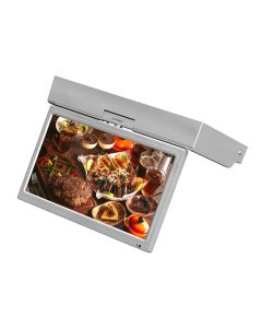 KUVASONG 15.6" Flip Down Smart Kitchen TV, 4K UHD, Under Cabinet Kitchen TV,  Glossy Silver Grey