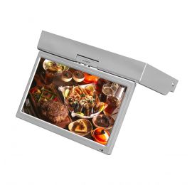 KUVASONG 15.6" Flip Down Smart Kitchen TV, 4K UHD, Under Cabinet Kitchen TV,  Glossy Silver Grey